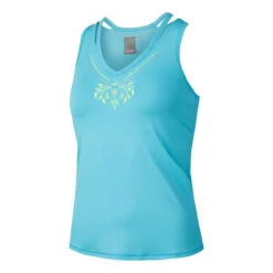 Floral Stitch V Tank-Top Damen - Blau