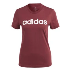 ADIDAS Linear T-Shirt Damen - Rot, Weiß